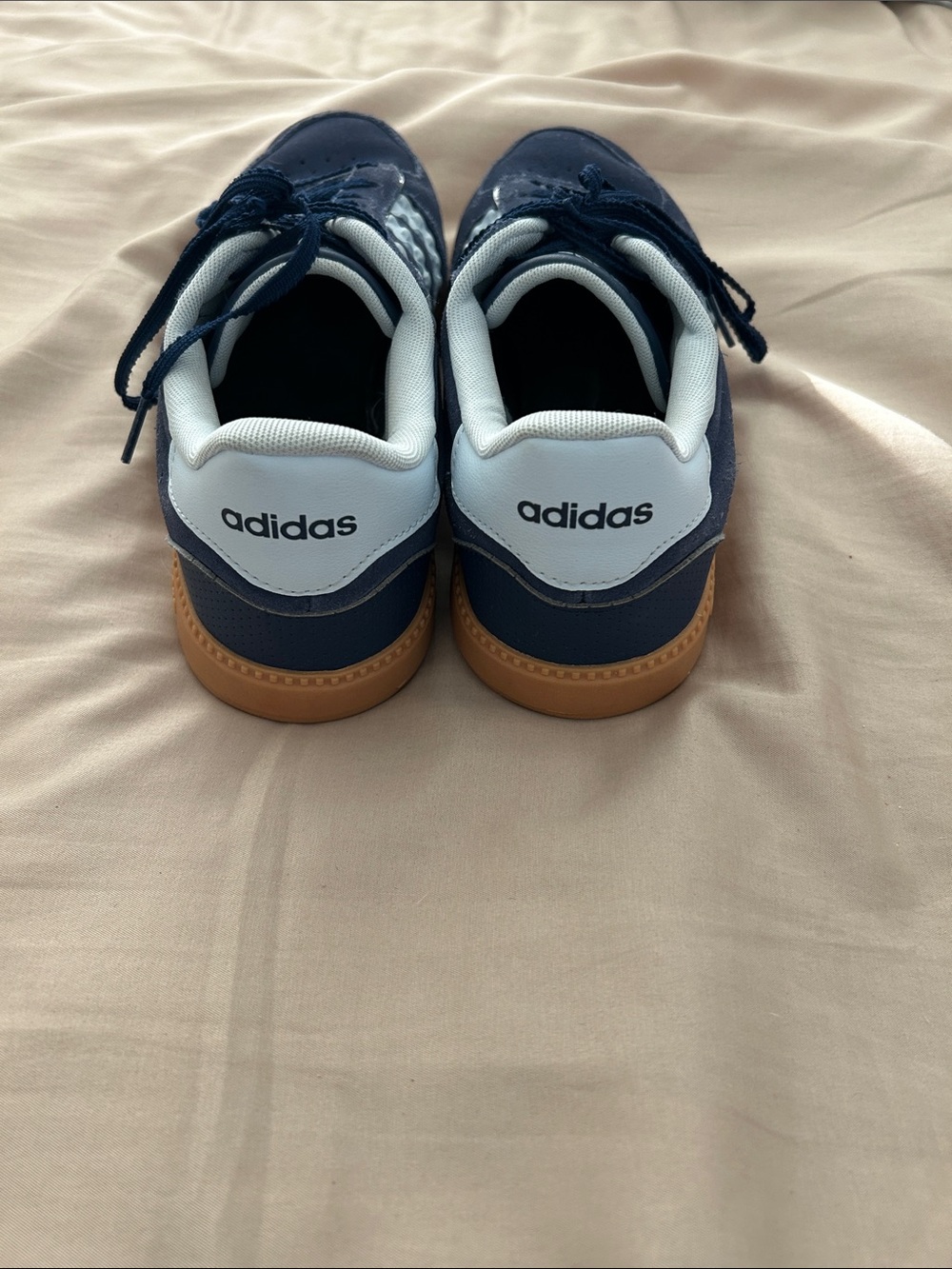 Women’s Navy Suede Low-Top Sneakers with Light Blue Stripes and Gum Sole - Picture 2 of 4